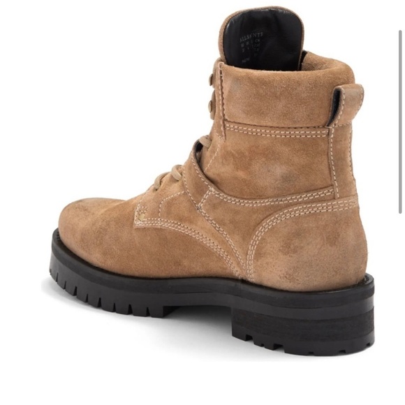 New in Box ALL SAINTS Paulina Suede Moto Boot Desert Sand  Size US 8 EU 38 - Picture 2 of 5